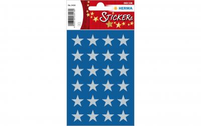 Herma Weihnachtssticker Sterne silber 15 mm