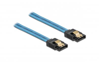 Delock SATA Kabel: 30cm Leuchteffekt blau