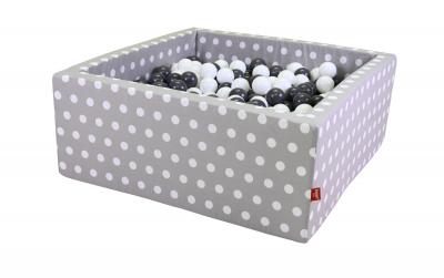 Bällebad soft eckig - Grey white dots