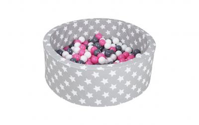 Bällebad soft - Grey white stars
