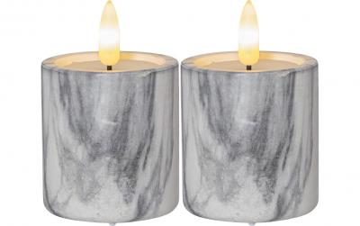 Star Trading LED Pillar 2er Flamme Marble