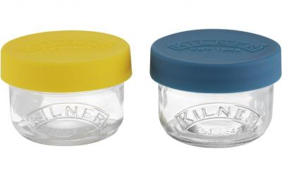 Kilner Pots125 ml, blau und gelb