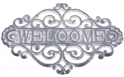 Chic Antique Schild Welcome, antique Grau