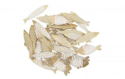 Rico Streudeko Holz Fische gold. wess