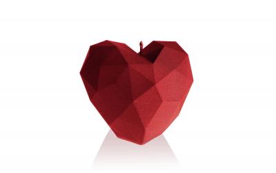 Candellana Kerze Herz Origami, Rot