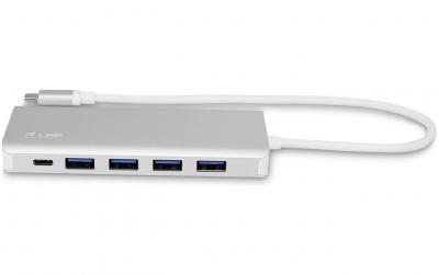 LMP USB-C Hub, 4xUSB-A, 3xUSB-C, Silber
