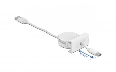 Delock Easy 45 USB-A-C Ausrollkabel, weiss