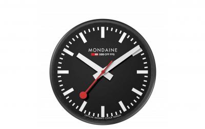 Mondaine Wanduhr schwarz 25cm