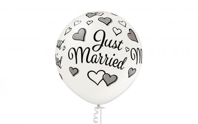 Belbal Ballon Gross Just Married, weiss