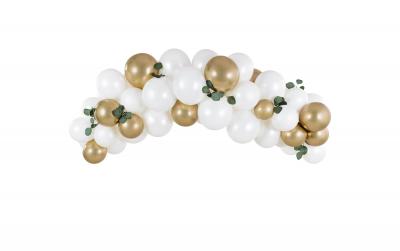 Partydeco Ballon Girlande weiss-gold