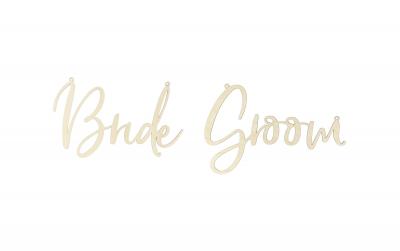 Partydeco Stuhlschild bride groom Holz