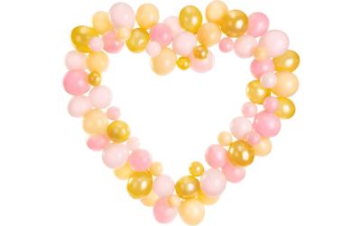 Partydeco Ballon Girlande Herz rosa-gold