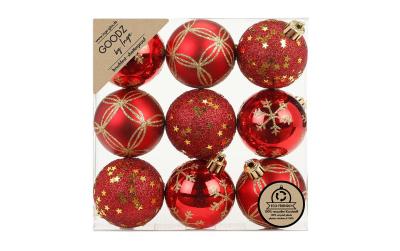 Inge Weihnachtskugel, Rot-Mix, 9 Stk.
