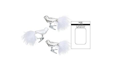 Inge Weihnachtskugel Vogel, silber, 3 Stk.