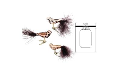 Inge Weihnachtskugel Vogel, braun, 3 Stk.