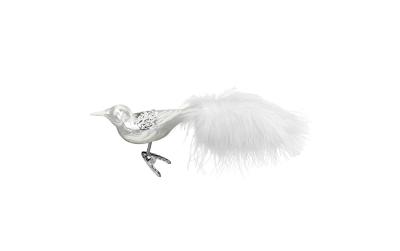 Inge Weihanchtskugel Vogel weiss/silber