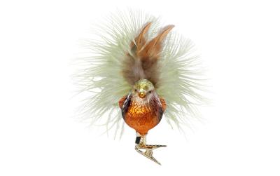 Inge Weihnachtskugel Vogel braun,