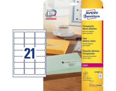 Avery Adress Etiketten transparent L7560