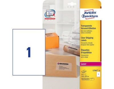 Avery Adress Etiketten transparent L7567