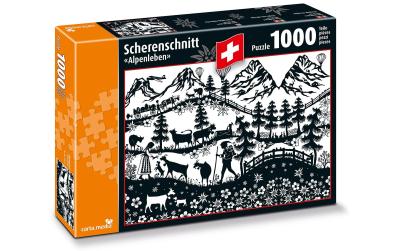 Puzzle Scherenschnitt Alpenleben