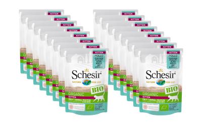 Schesir Cat Kitten Bio Huhn 16x85g Kit