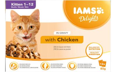 Iams Delights Kitten mit Huhn 12x85g