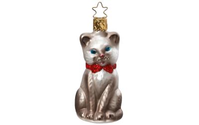 Inge Weihnachtskugel Katze grau