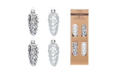 Inge WeihnnachtskugelnZapfen, Frosty Silver