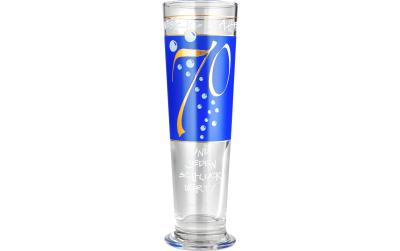 Bierglas 70 Jahre 300 ml. Blau / Gold