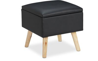 relaxdays Sitzhocker Kunstleder Schwarz