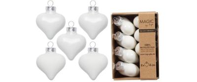 Inge Weihnachtskugel Pure White Herz, 8 Stk