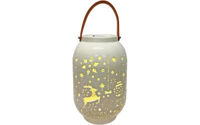 Dameco LED Laterne Keramik 18x28cm weiss