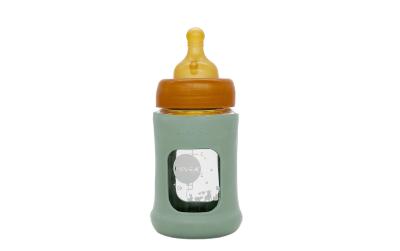 Hevea Glass Bottle with Sleeve 0+ Mt.