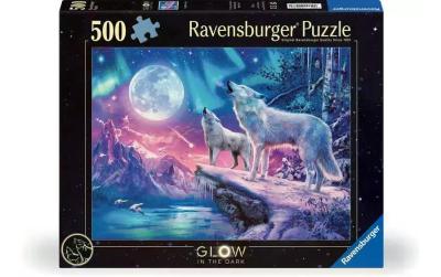 Puzzle Wolf im Nordlicht