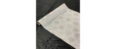 Dameco Dekostoff Schneeflocke,Weiss-Silber