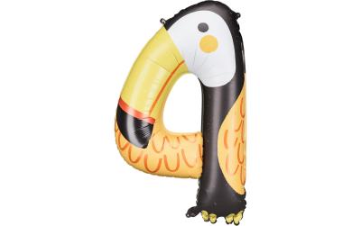 Partydeco Folienballon Zahl 4 Tukan