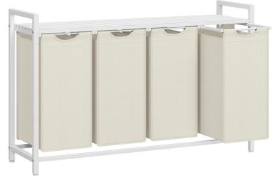 Vasagle Wäschekorb mit Ablage Weiss, 4x 38L