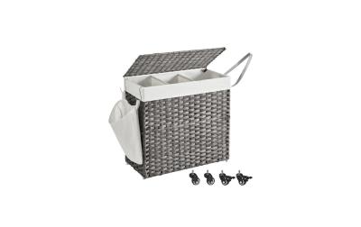 Songmics Wäschekorb auf Rollen, 3 Fächer