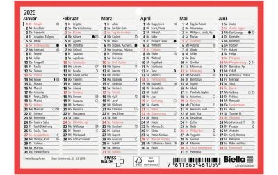 Biella Wandkalender 2026 A6