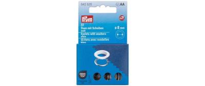 Prym Ösen mit Scheiben, weiss, silber