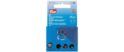 Prym Ösen mit Scheiben, schwarz, silber