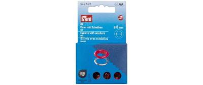 Prym Ösen mit Scheiben, rot silber