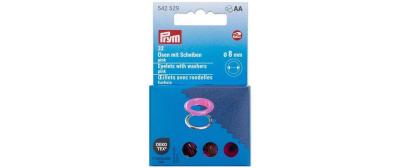 Prym Ösen mit Scheiben, pink, silber