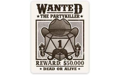Wanted Partykiller Sticker
