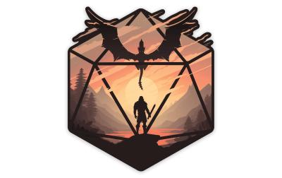 The Staredown d20 Sticker