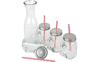 Alpina Trinkglas mit Halm & Karaffe