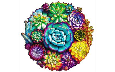 Holzpuzzle Sukkulenten