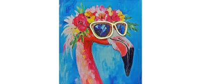 Dameco LED Wandbild Pop Art Flamingo