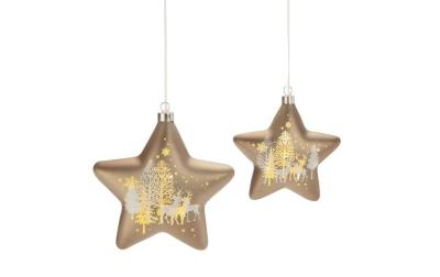 STT LED Glas Star Set braun 2 Stk.