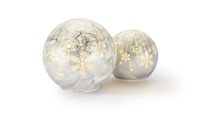 STT LED Glas Ball Set silber 2 Stk.